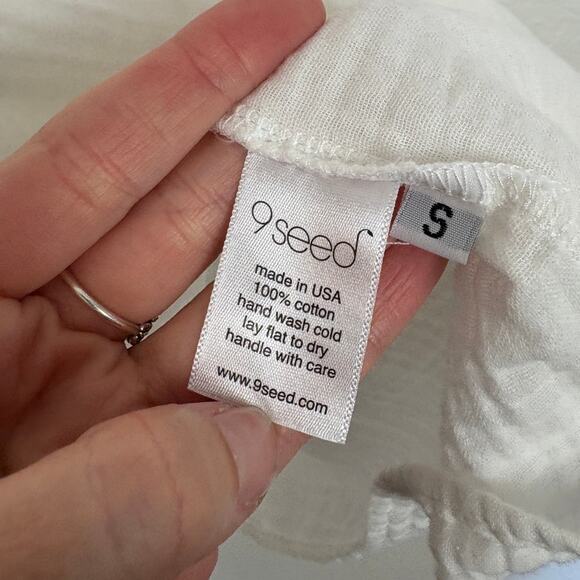 9Seed Resort Thalia Gauzy Cotton Collared V Neck Blouse Small - Picture 4 of 6